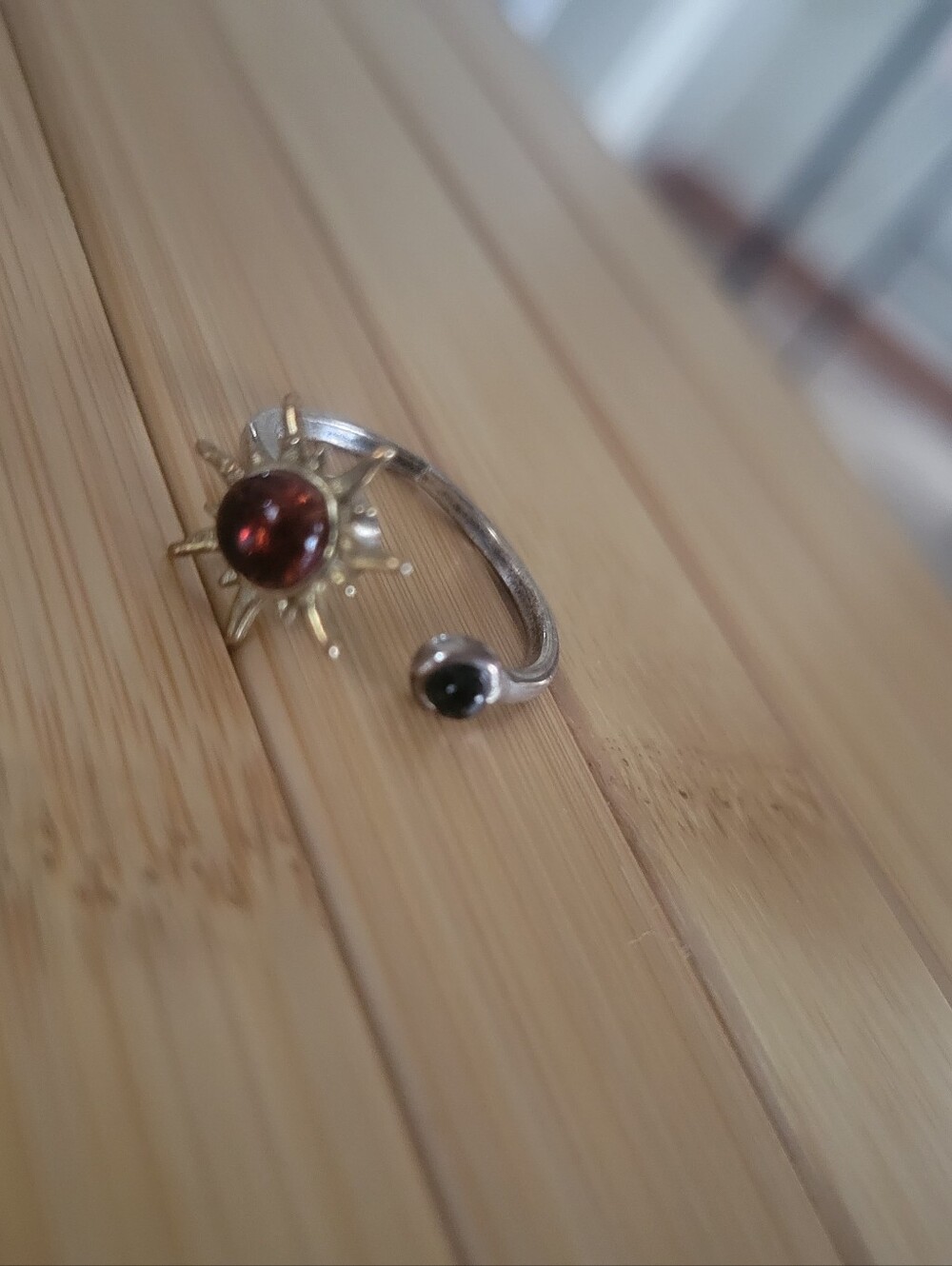 Baltic Amber Spinning Sun Ring Needs Soldering